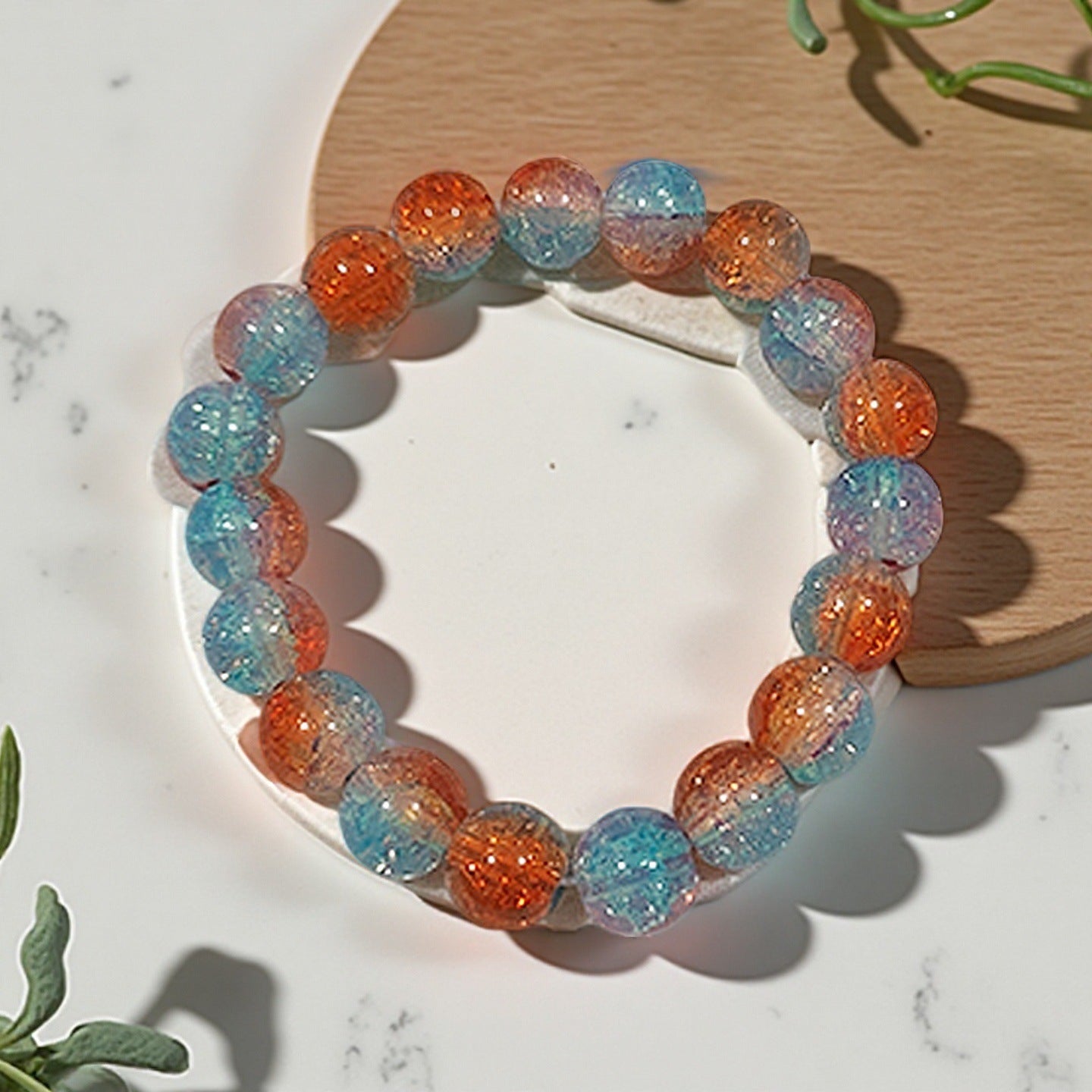 Purple Brushed Floral Beads Female Hand Toy Bracelet