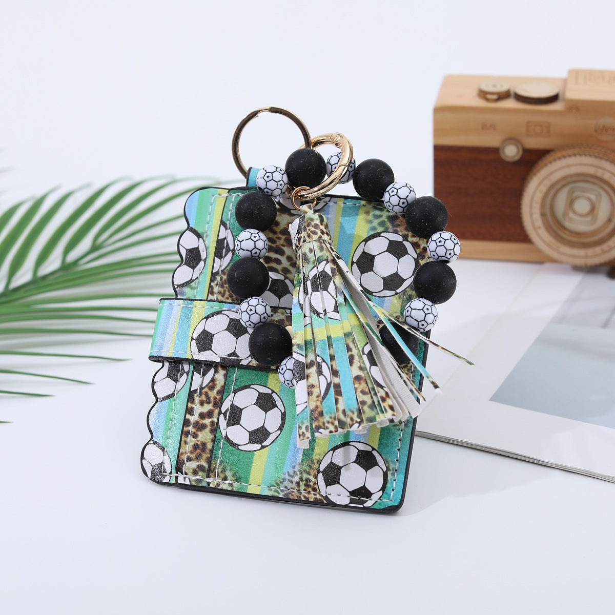Sports Wooden Bead Card Holder Document Bracelets