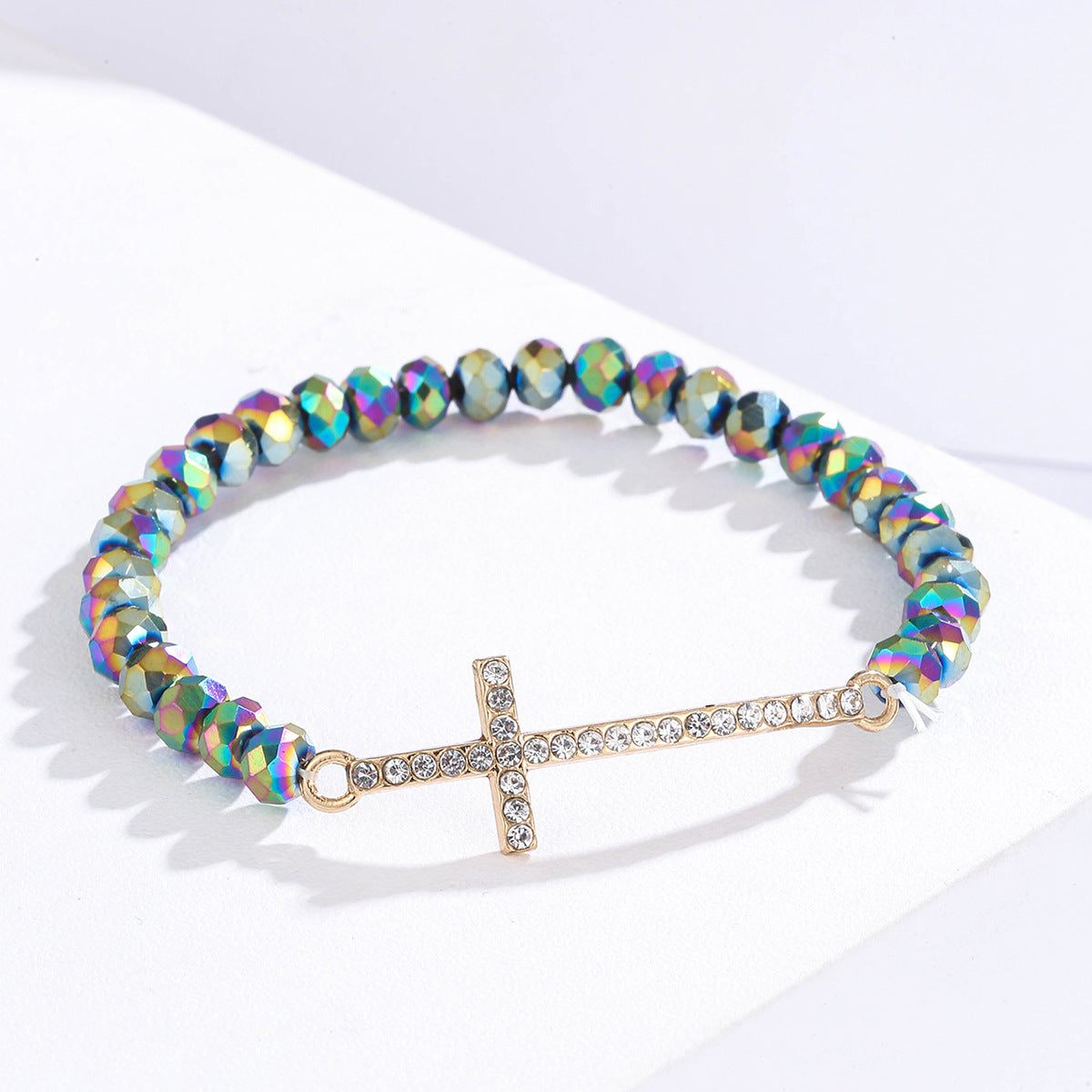 Simple Rhinestone Cross Colorful Crystal String Bracelets