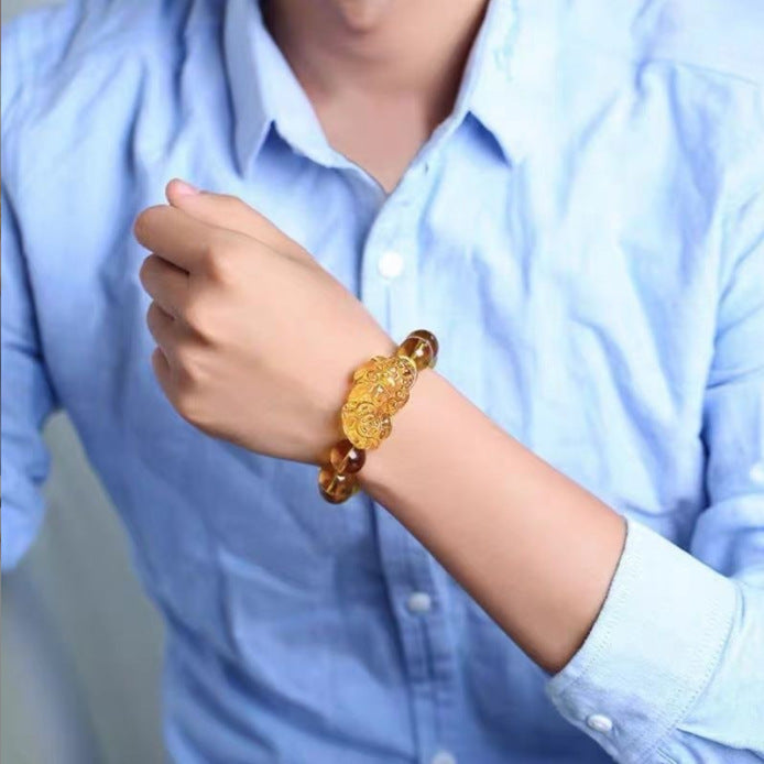 Wu Brazil Citrine Pi Single Circle Male Female Matching Bracelet