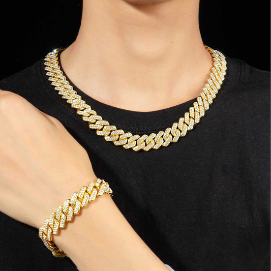 Women's & Men's Alloy Cuban Link Chain Diamond-shaped Hip Necklaces