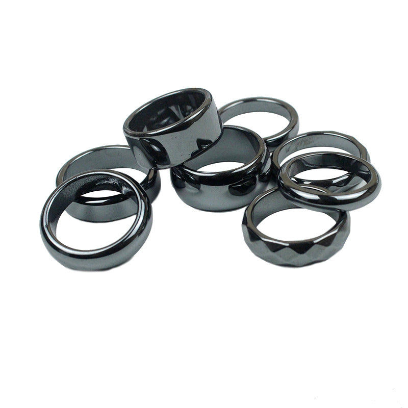 Women's & Men's Cutting Surface Arc Haematite Iron Stone Rings