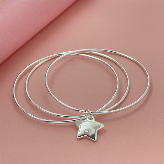 Stylish Charming Sier-plated Three-ring Star Popular Bracelets