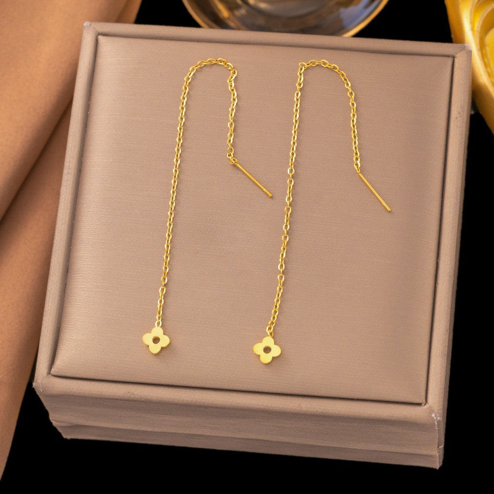 Steel Tassel Niche Design Hollow Heart Shaped Love Female Simple Ear Line