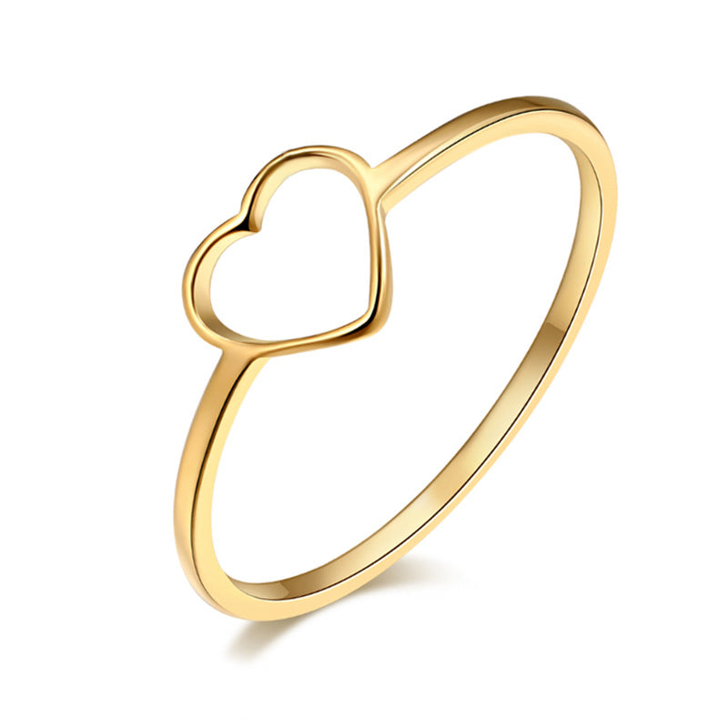 Titanium Steel Heart-shaped Hollow Female Niche Rings