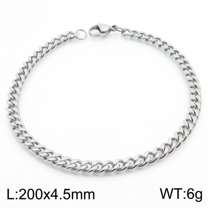 Men's Fashion Side Flat Chain Stainless Steel Bracelets