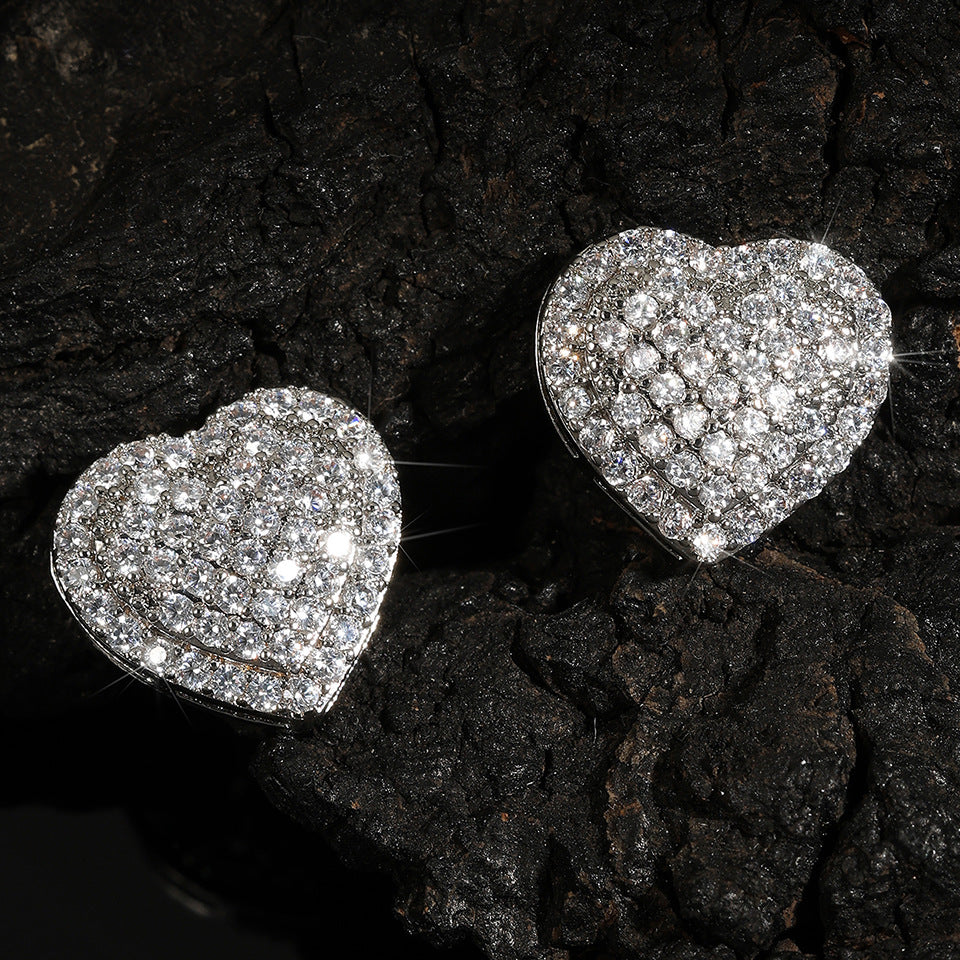 Women's Fashion Exquisite Geometric Love Heart-shaped Copper Inlaid Rings