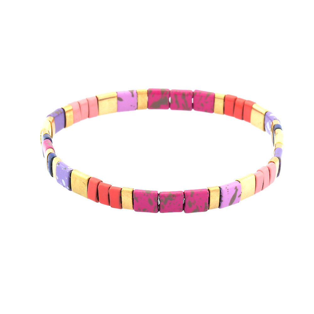 Women's Pull Beaded Simple Bohemian Hand-woven Elastic Bracelets