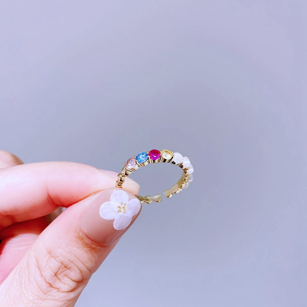 Light Luxury Minority Design Colorful Gemstone Rings