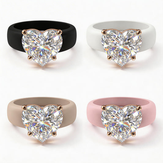 Light Luxury Square Zircon Silica Gel Twin Niche Ring