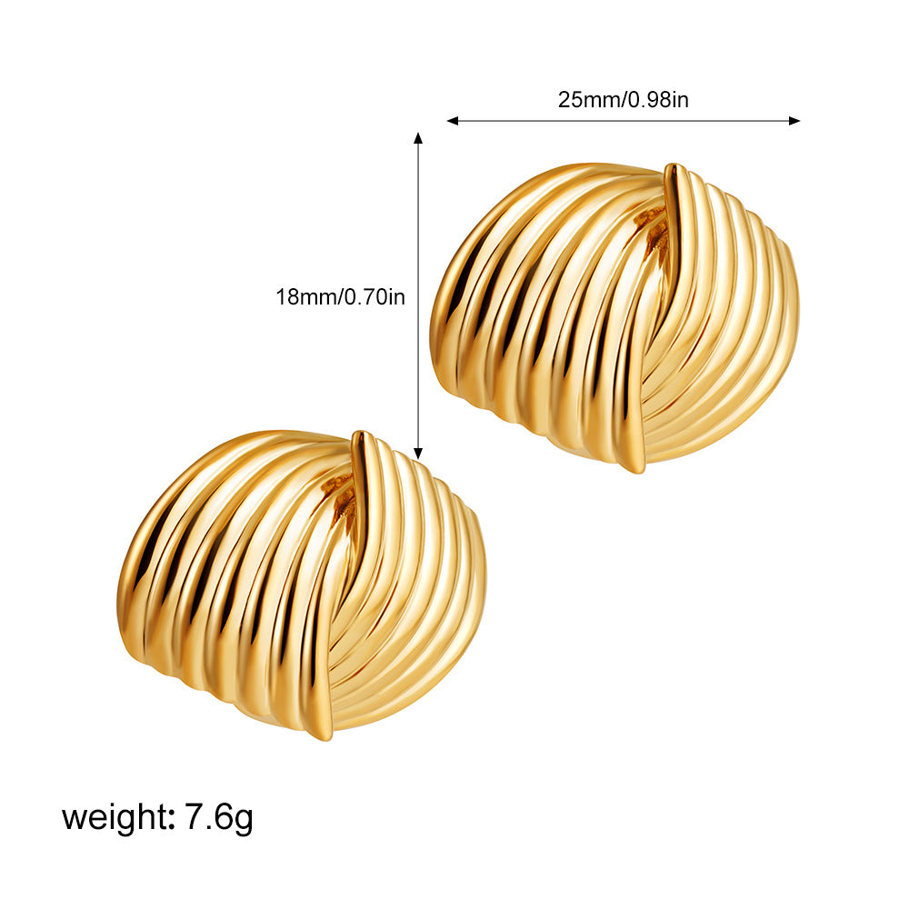 Gold Geometric Three-line Interlaced Classic Fashion Earrings