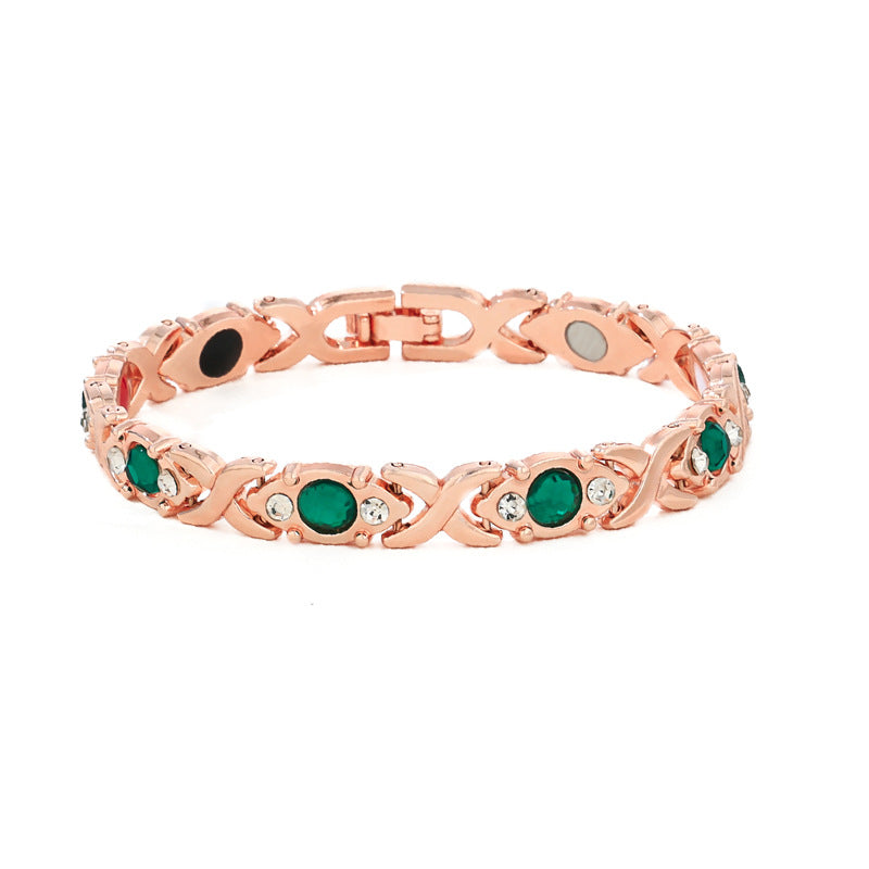Women's Fashion Detachable Cross Magnet Diamond Metal Bracelets