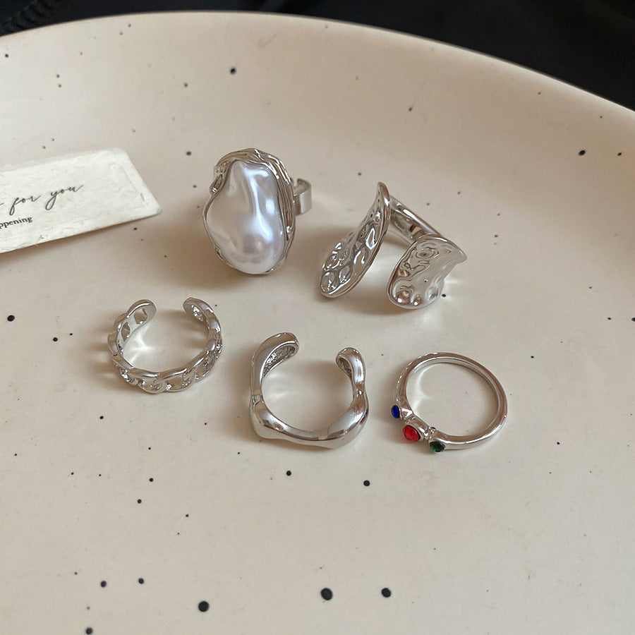 Rose Flower Love Pearl Light Luxury High Sense Ring
