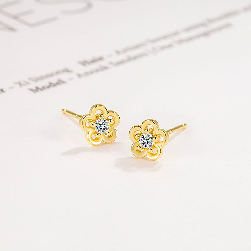 Women's Luxury Commuter Wear Simple Inlaid Stone Flower Earrings