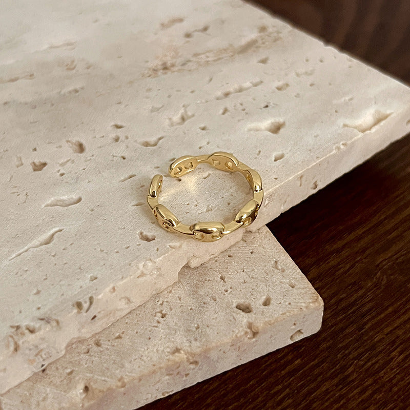 Golden Sier Open Pig Nose Simple Rings