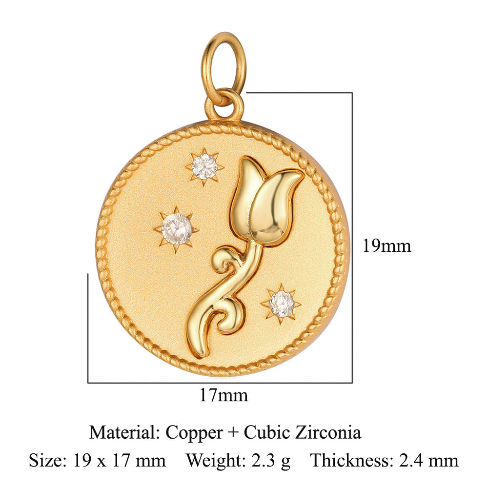 Key Lock Copper Zircon Dark Pattern Pendants