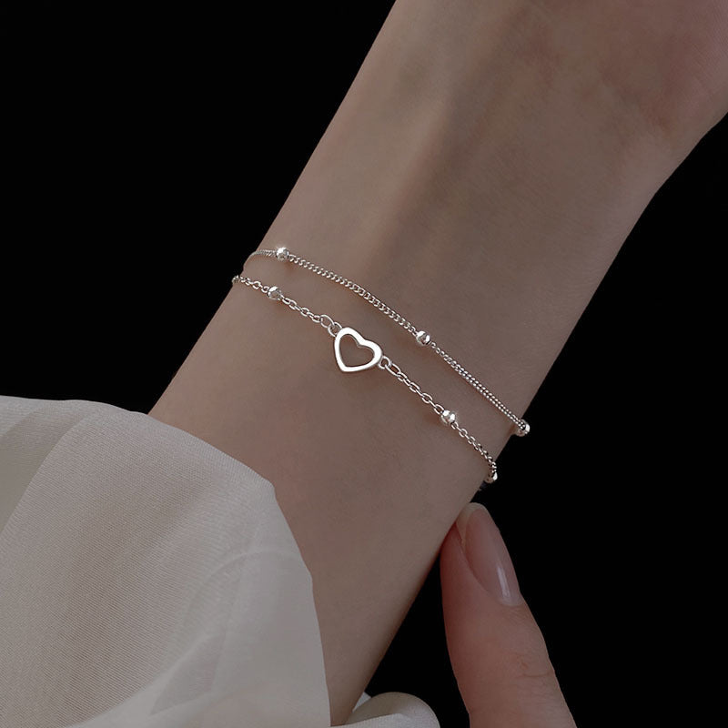 Layers Loving Heart Niche Summer Fresh Simple Girlfriends Heart-shaped Valentine's Bracelets