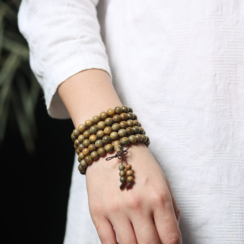 Natural Argentina Green Sandalwood Buddha Beads Ethnic Retro Couple Bracelet