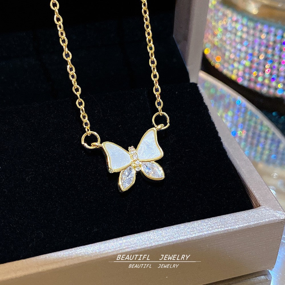 Women's Minority Simple Fashionable Elegant Zircon Clavicle Chain Titanium Steel Accessory Necklace