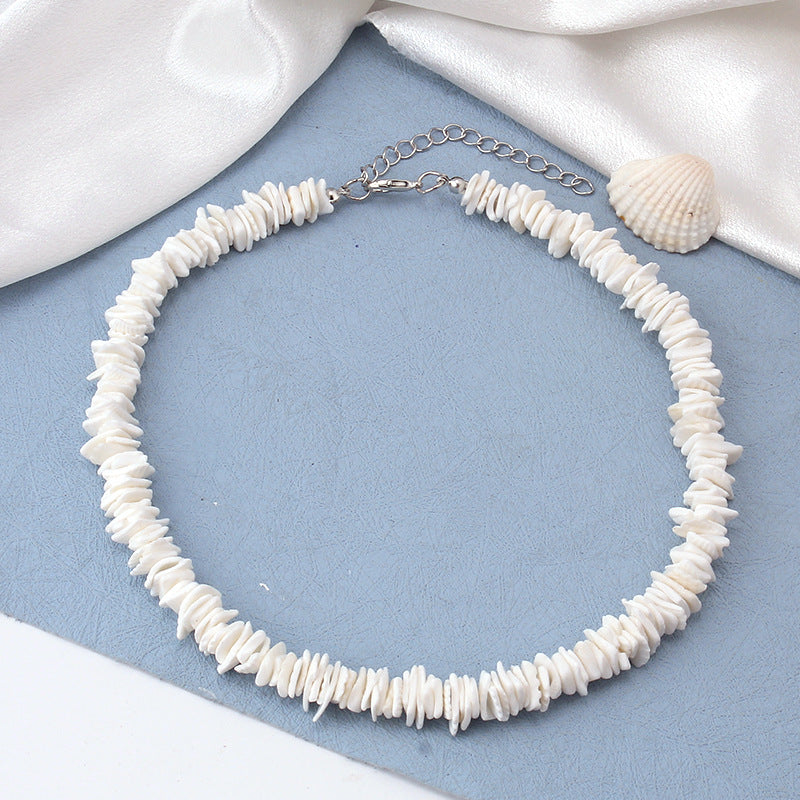 Simple Irregular Shell Broken Color Polymer Necklaces