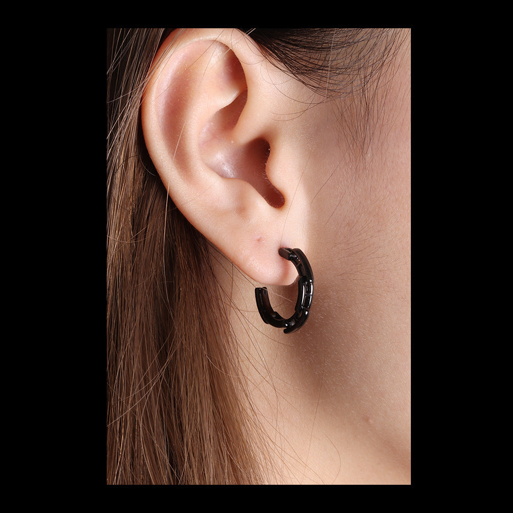 Women's & Men's Niche Black Sterling Sier Pin Personality Style Trendy Earrings