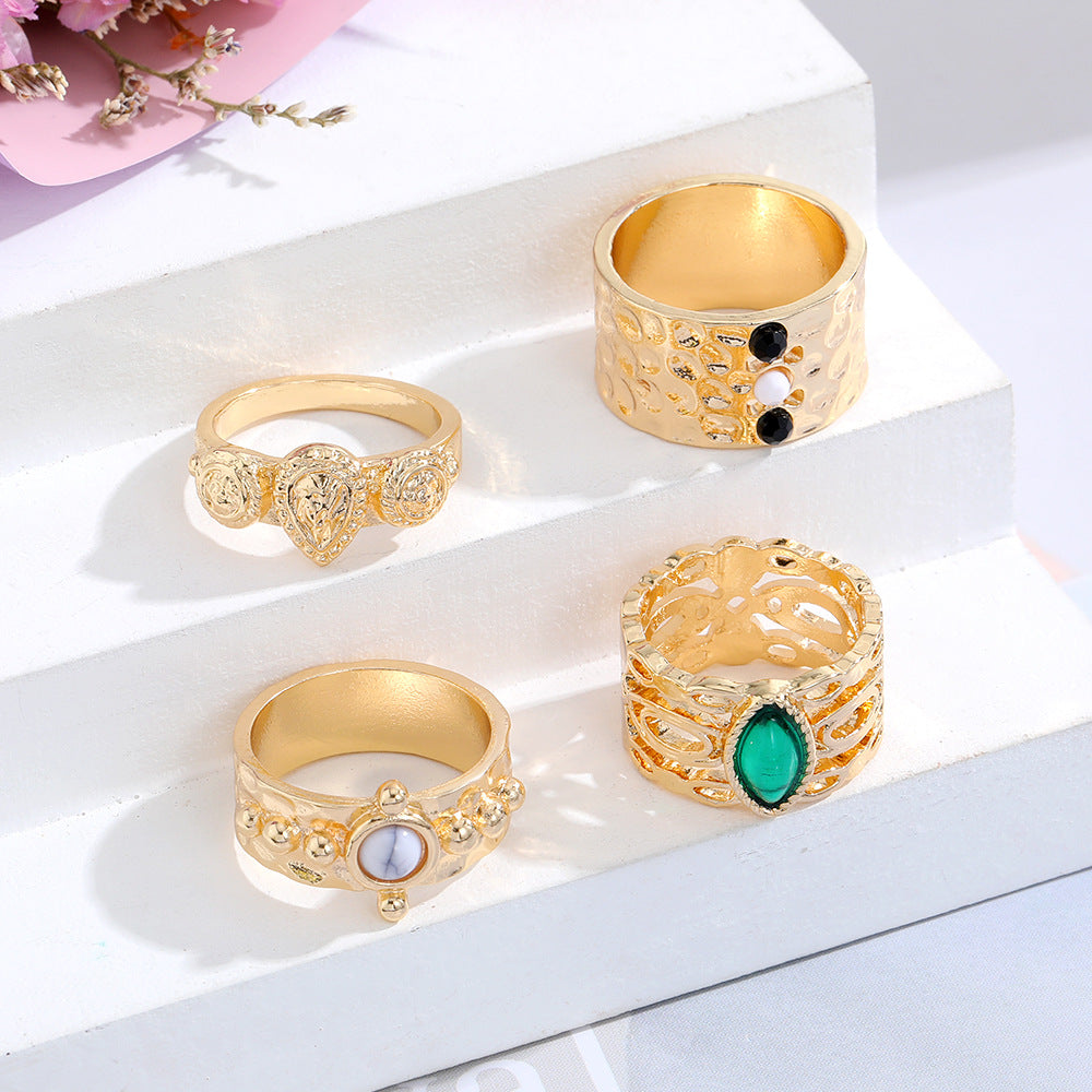 Men's High-grade Retro Emerald Niche Female French Ring