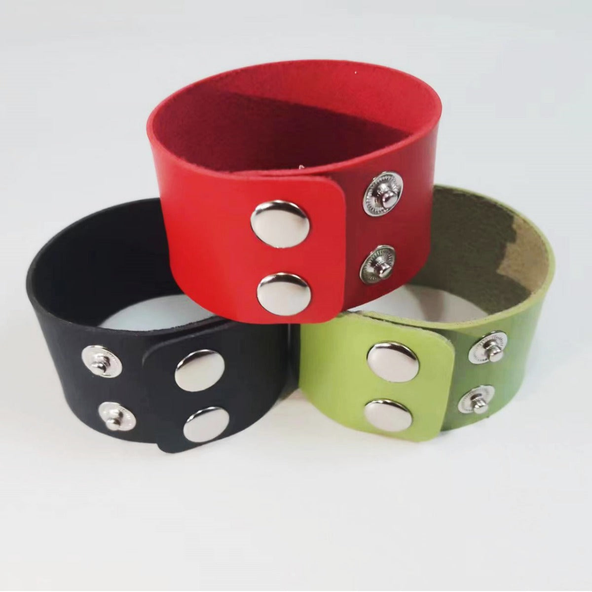 Personalized Simple Stainless Steel Snap Button Wide Punk Goth Creative Rings