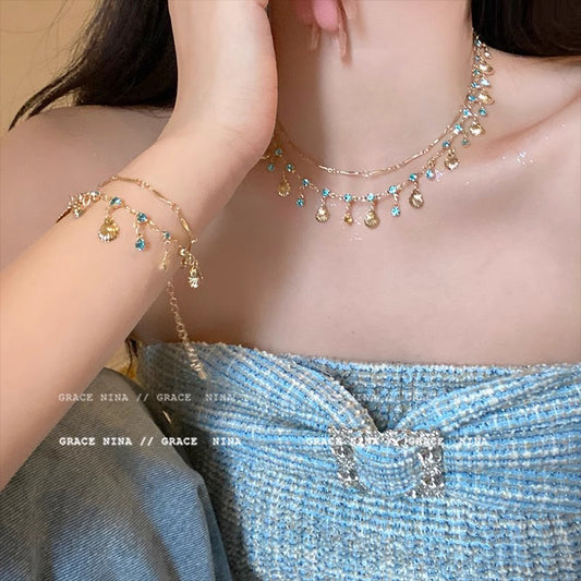 High-grade Double Layer Twin Temperament Clavicle Chain Necklaces