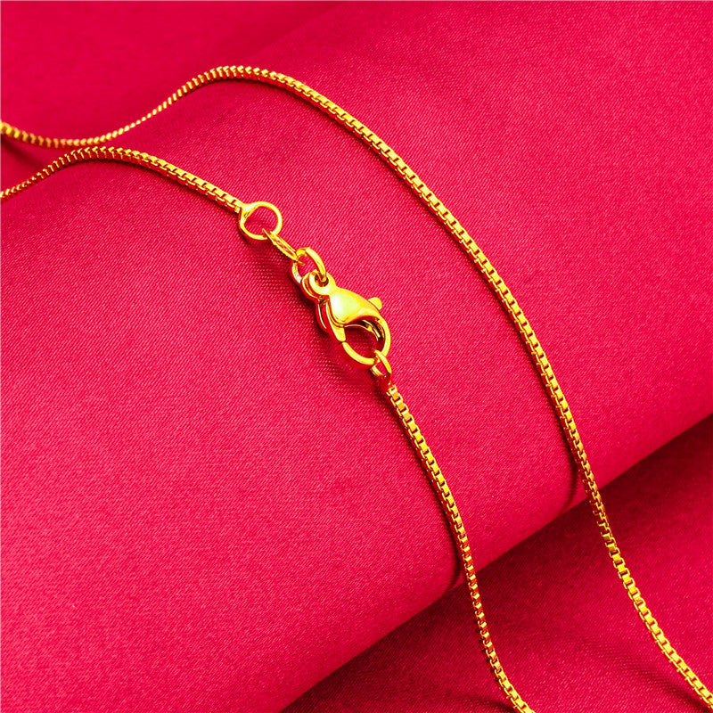 Women's Lobster Buckle Color Gold Plated Water Wave Chain Snake Bones Necklace