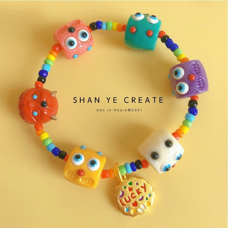 Monster Strawberry Colorful Beaded Female Design Niche Girlfriends Carrying Bracelet