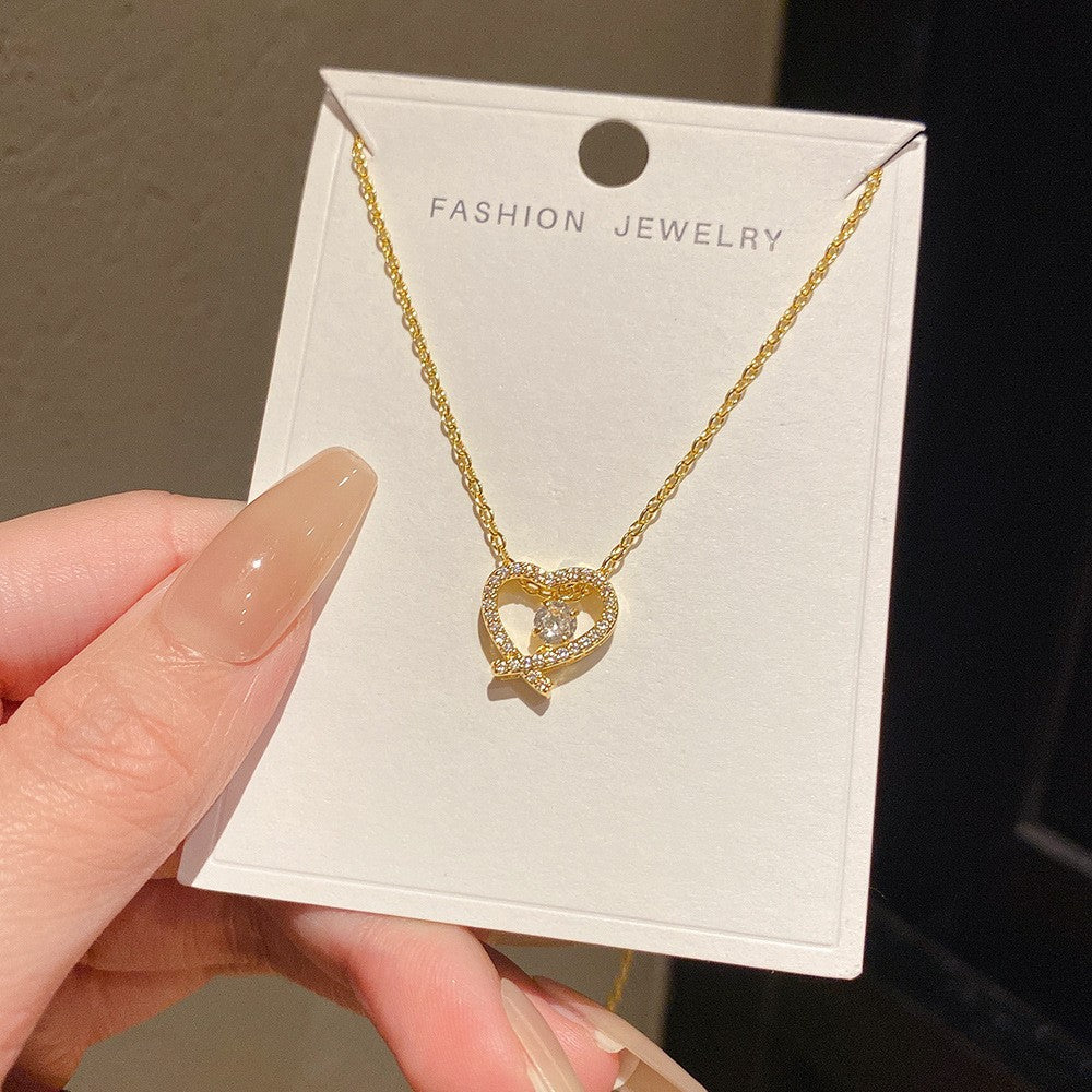 Women's Minority Simple Fashionable Elegant Zircon Clavicle Chain Titanium Steel Accessory Necklace
