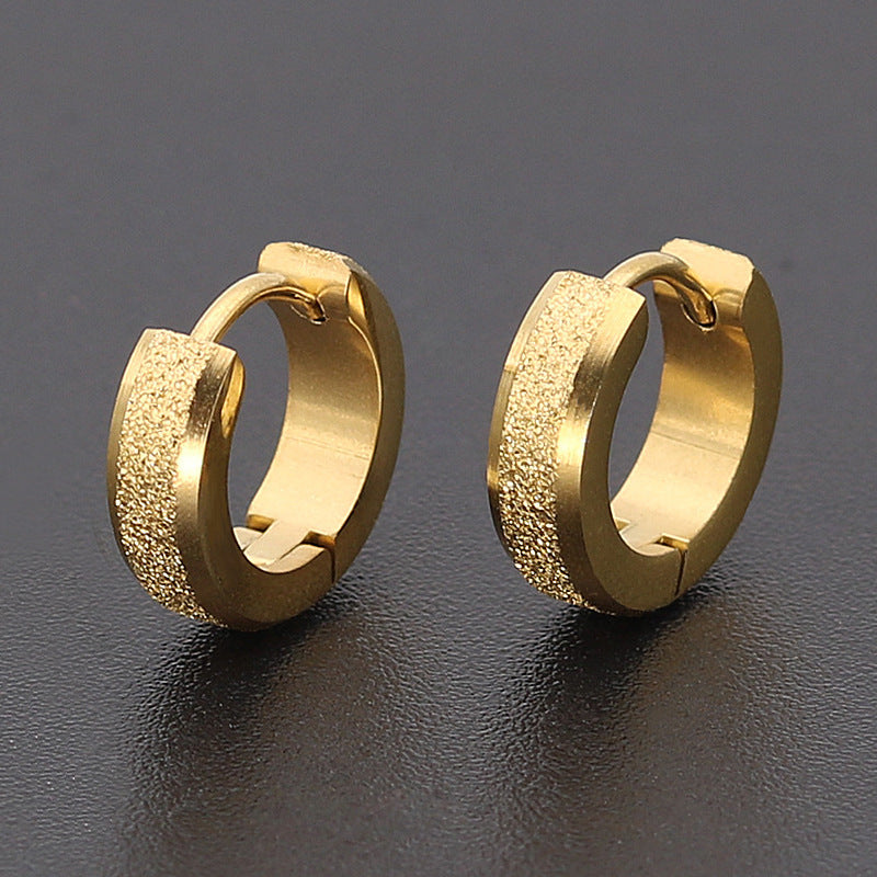 Men's Pressed Sand Bright Surface Frosted Gold Clip Circle Ear Buckle
