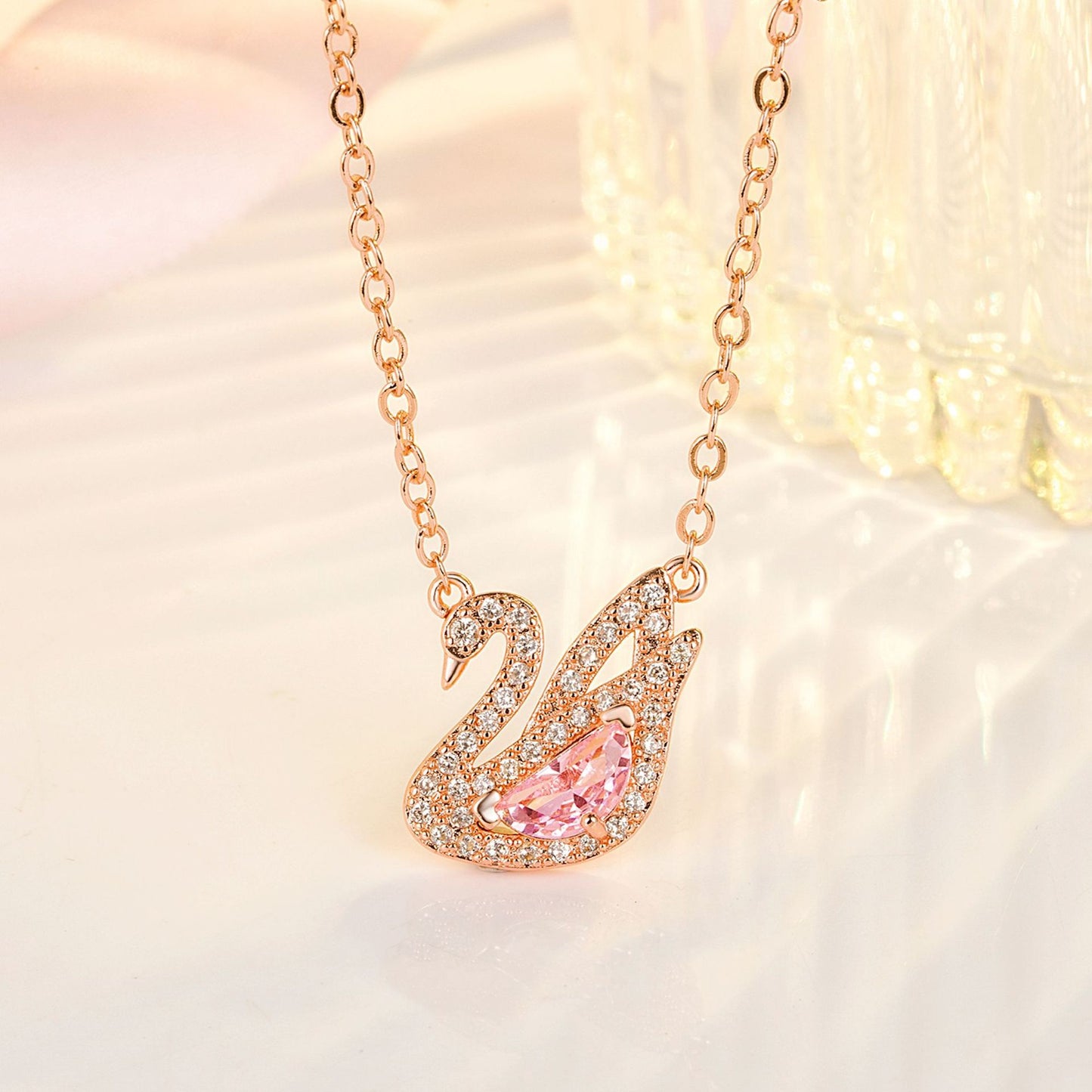 Diamond White Swan Fashion Sweet Elegant Chain Necklace
