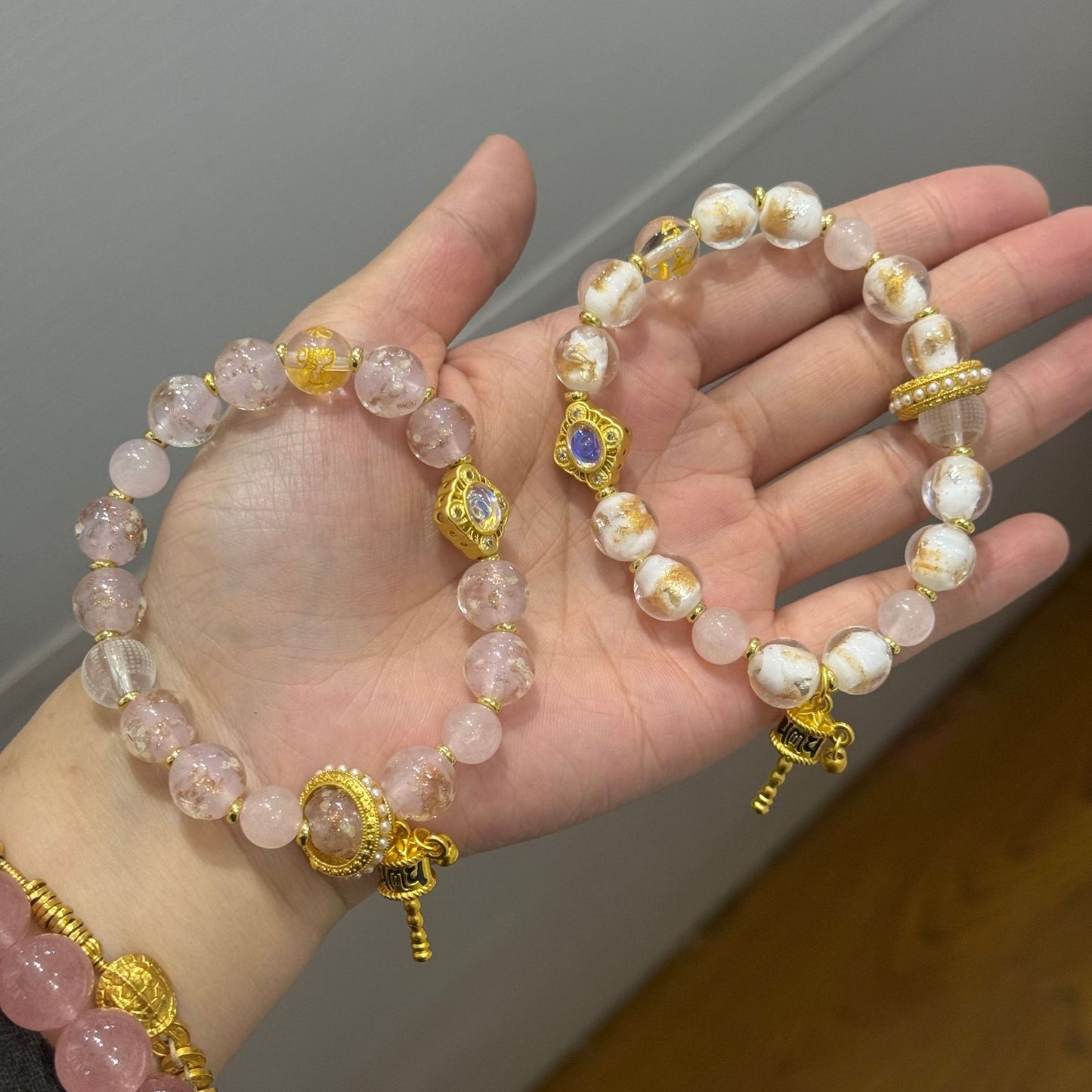 Pink White Gold Foil Luminous Colored Rings