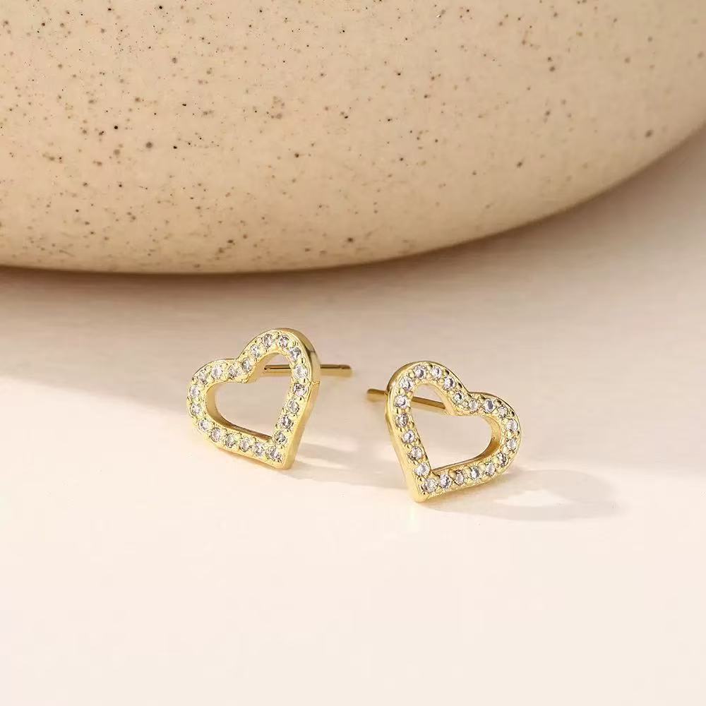 Needle Love Inlaid Zirconium Ear Female Bone Nail Design Sense Earrings