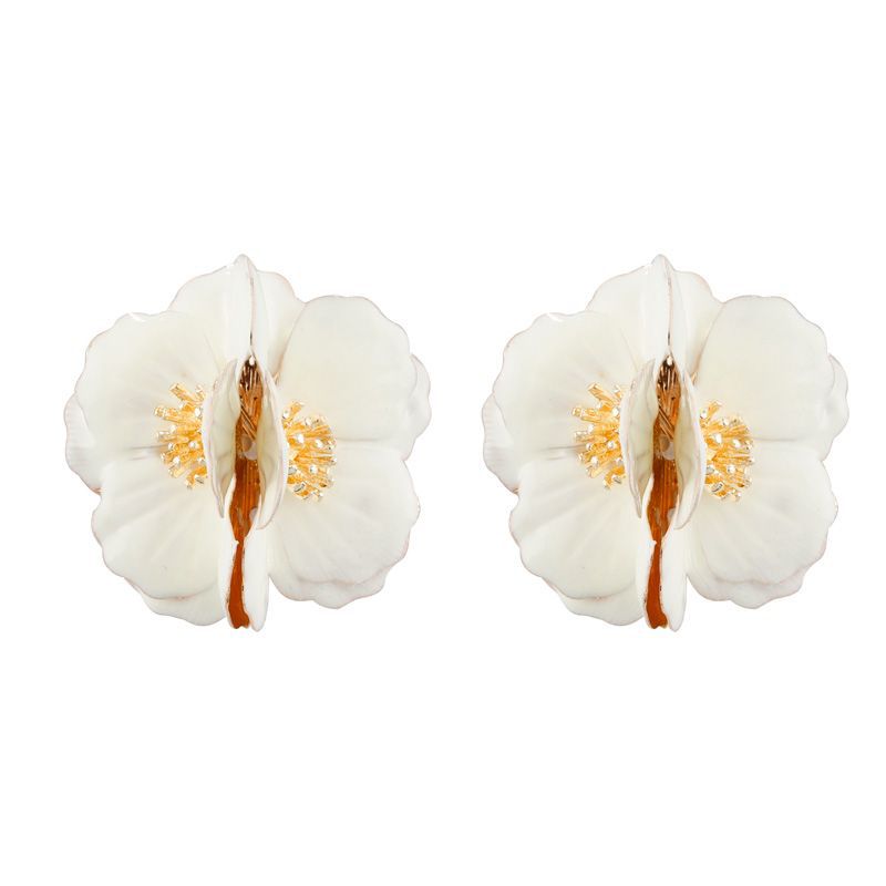 White Flower French Summer Female Niche Earrings