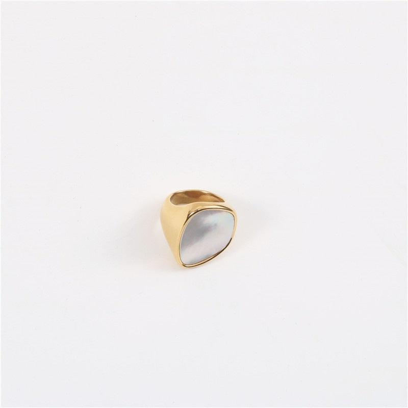 White Pearl Shell Mother Designer Hipster Thick Rings