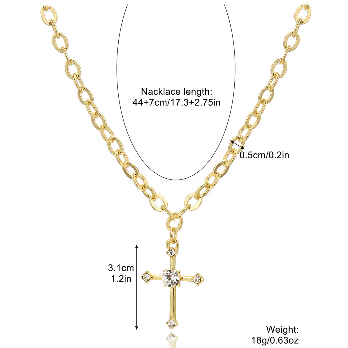 Women's Cross High-grade Inlaid Punk Imitation Pearl Pendants
