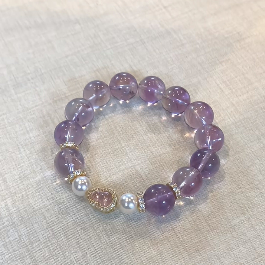 Dreamy Purple Faux Crystal Pink Glazed Bracelet