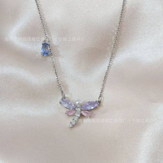 Unique Dragonfly Inlaid Dopamine Series Suit Necklace