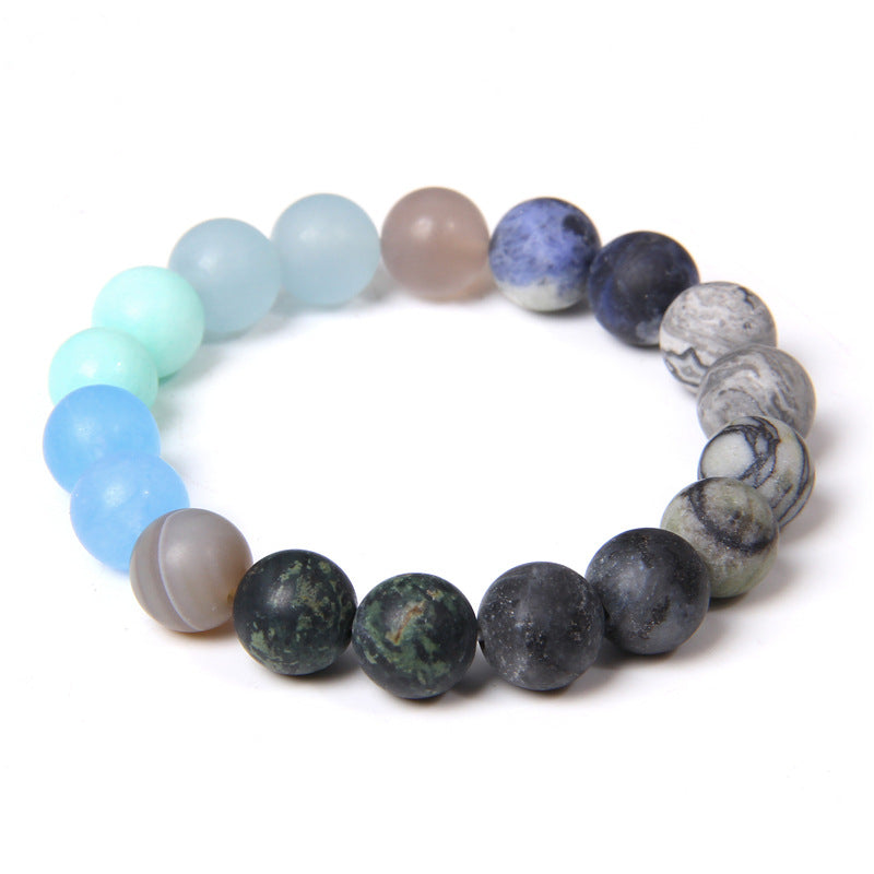 Men's Natural Stone Universe Planet Beads Galaxy Trendy Frosted Bracelets