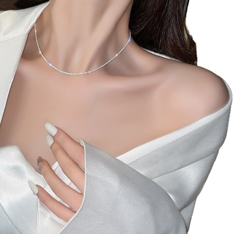 Style Sier Pigment Chain Sparkling Starry Simple Necklace