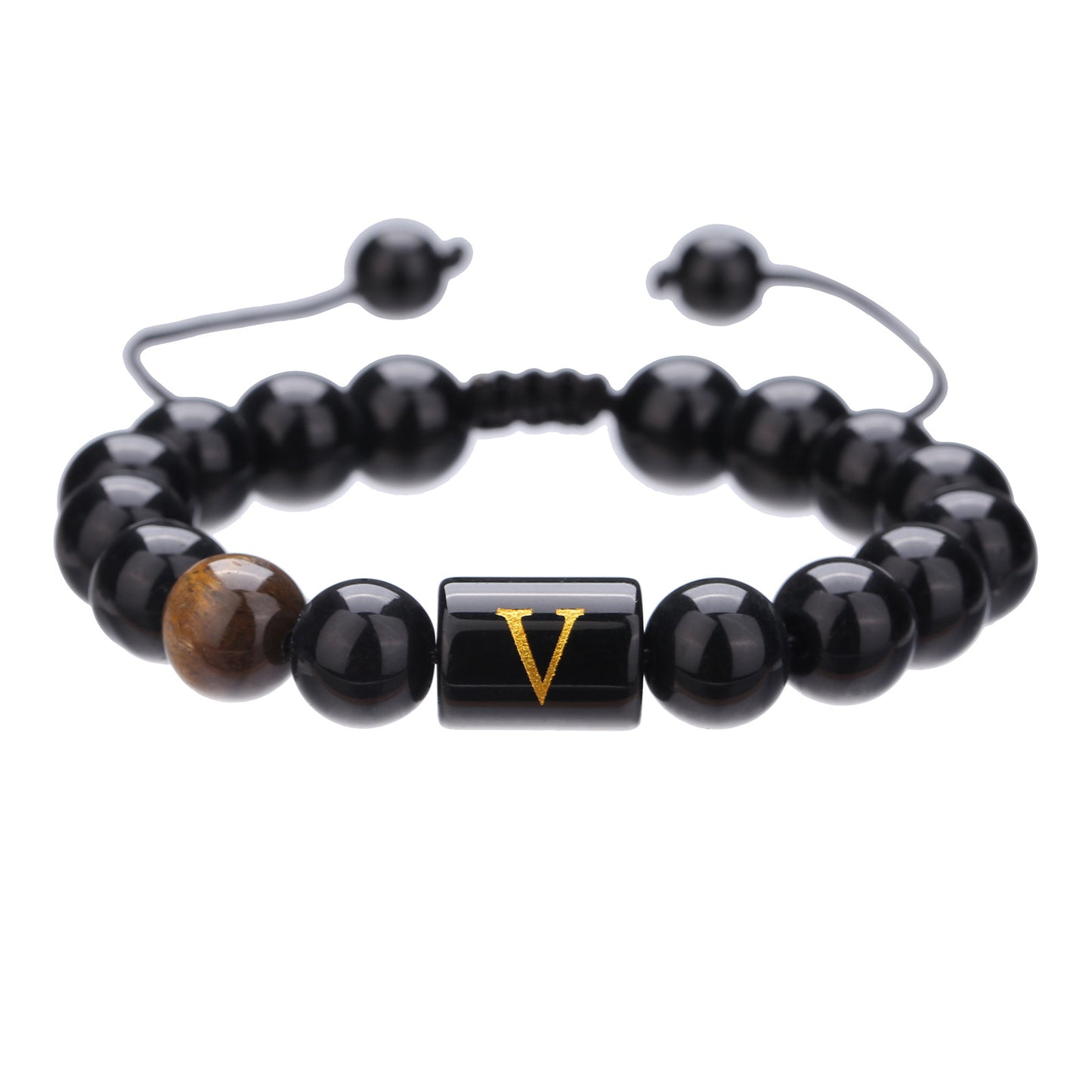 Live Streaming Black Agate Beads Male Letter Bracelets