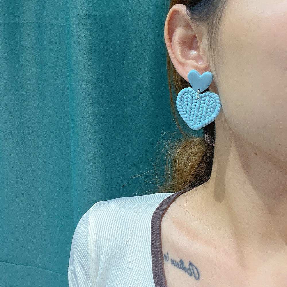 Women's Creative Weaving Polymer Clay French Minority High-grade Stud Earrings