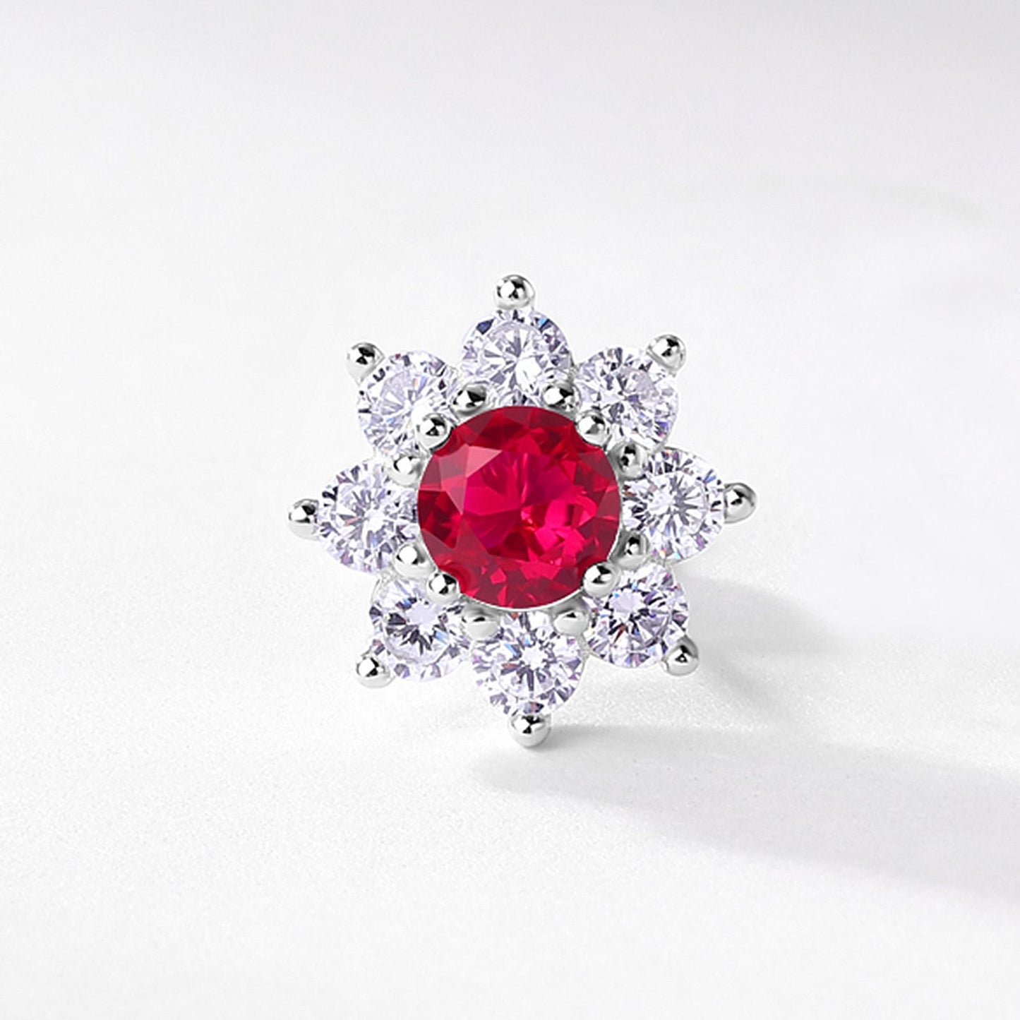 Sterling Sier Inlaid Ruby High Sense Sun Flower Rings