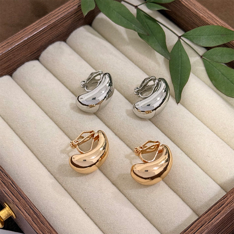 Simple Geometric Ellipse Clip Vintage Light Luxury High-grade Niche Ear Buckle