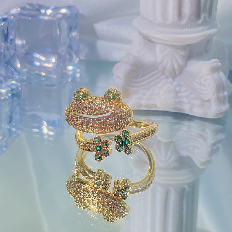 Lace Frog Two-color High-grade Temperament Open Rings