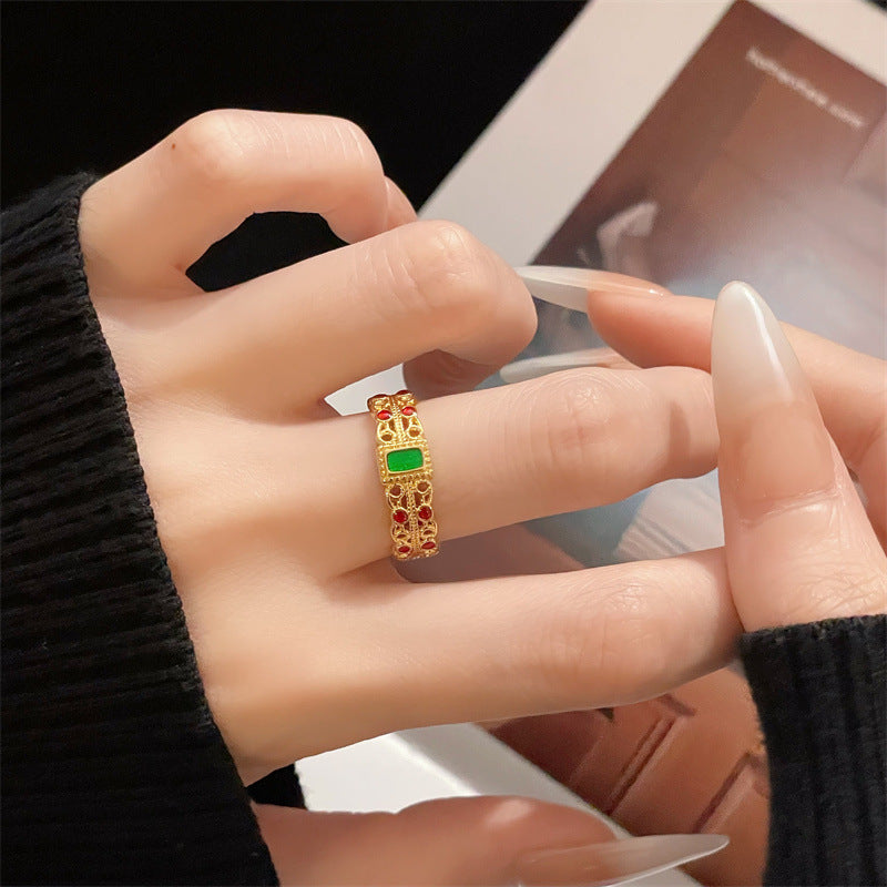 Ethnic Style Retro Color Enamel Drop Rings