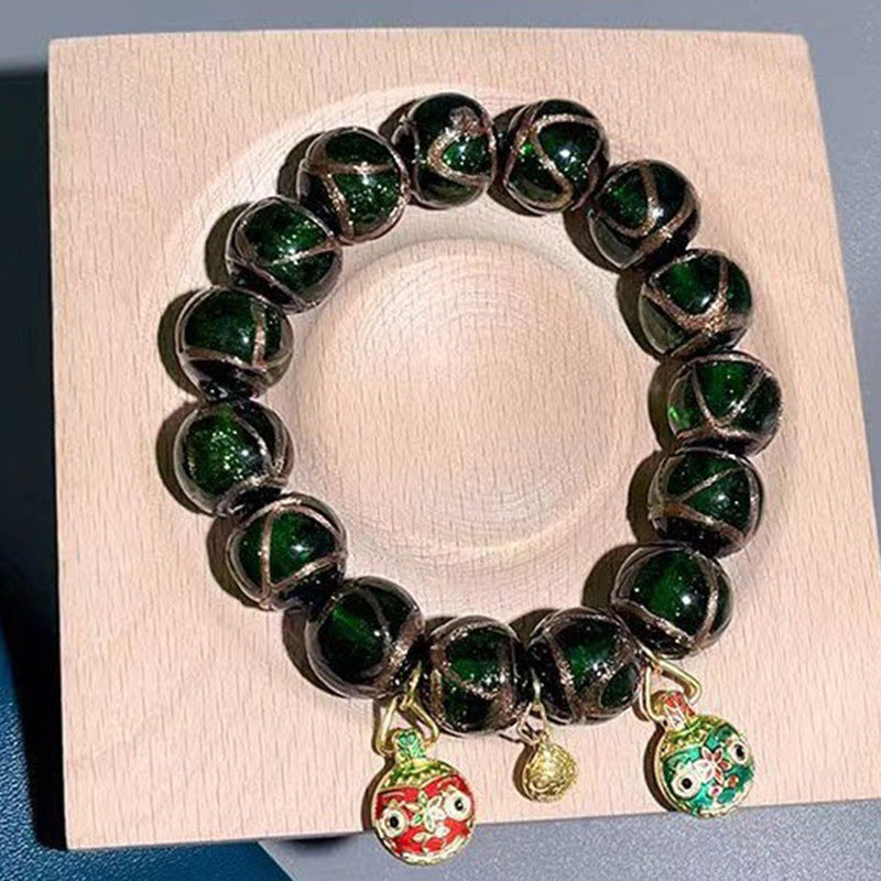 Style Fragrant Gray Colored Glaze Five Elements Lucky Swallowing Gold Bracelet