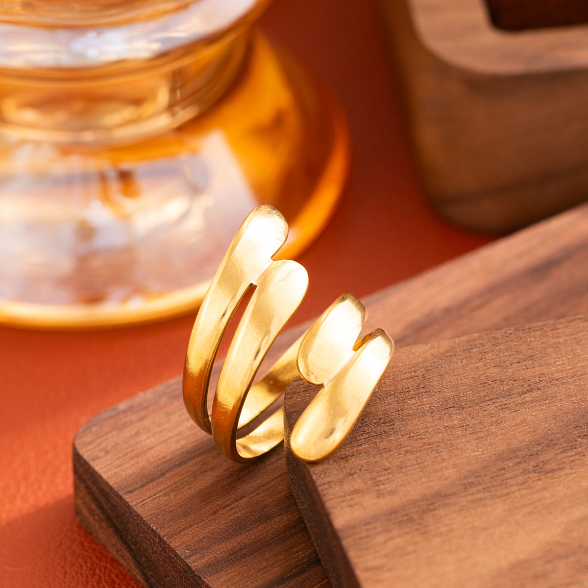 Line Stainless Steel Open Geometric Oil Ring